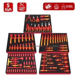 107Pc VDE 1000V Insulated Tool Set 5-Drawer Rolling EVA Foam