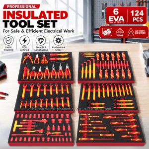 124Pc VDE 1000V Insulated Tool Set 6-Drawer Rolling EVA Foam