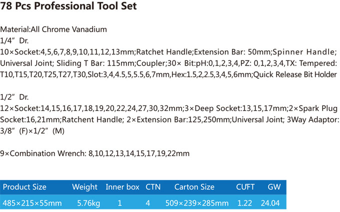 78 Pcs Professional Tool Set-1
