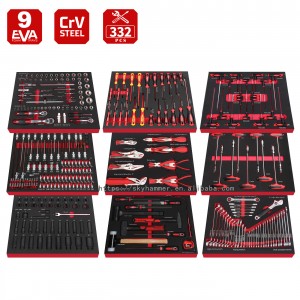 332Pcs Mechanics Tool Set with EVA Foam Insert Trays for Tool Chest Cabinet Trolley Garage Auto Repair Workshop