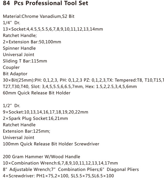 TCA-022A-484 Professional Tool Set-1