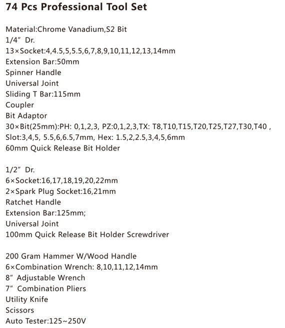 TCA-023A-474 Professional Tool Set-1