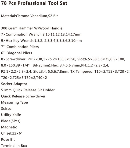 TCA-024A-078 Professional Tool Set-1