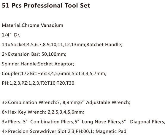 TCA-028A-251 Professional Tool Set-1