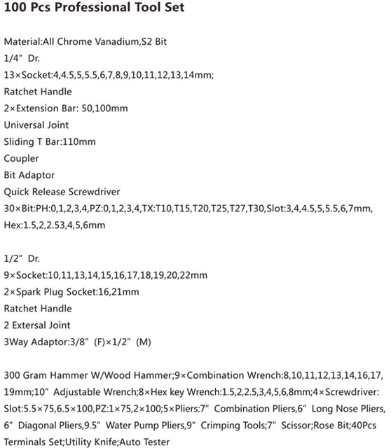 TCA-029A-100 Professional Tool Set-1