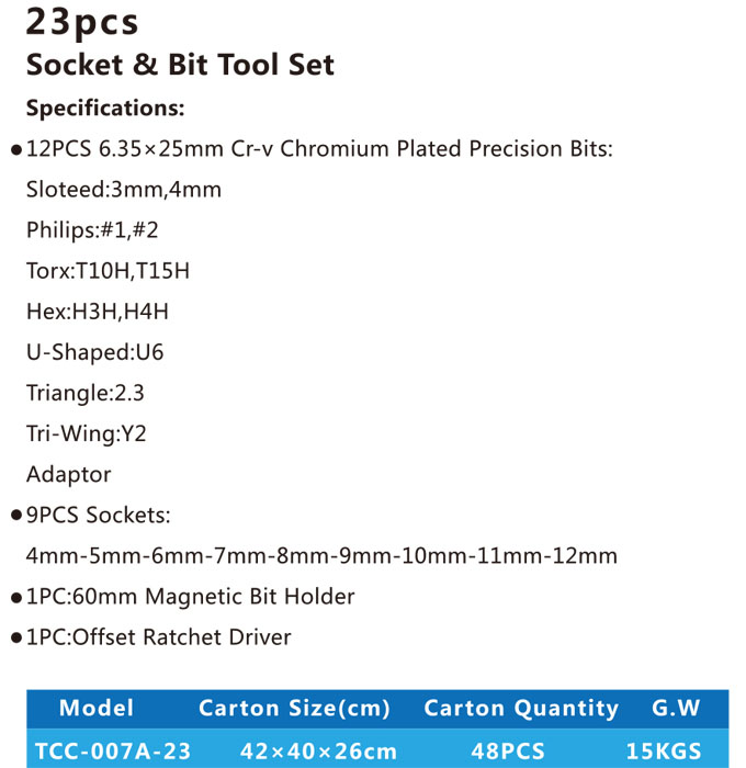 TCC-007A-23Injection molding tool box with socket and bit set01