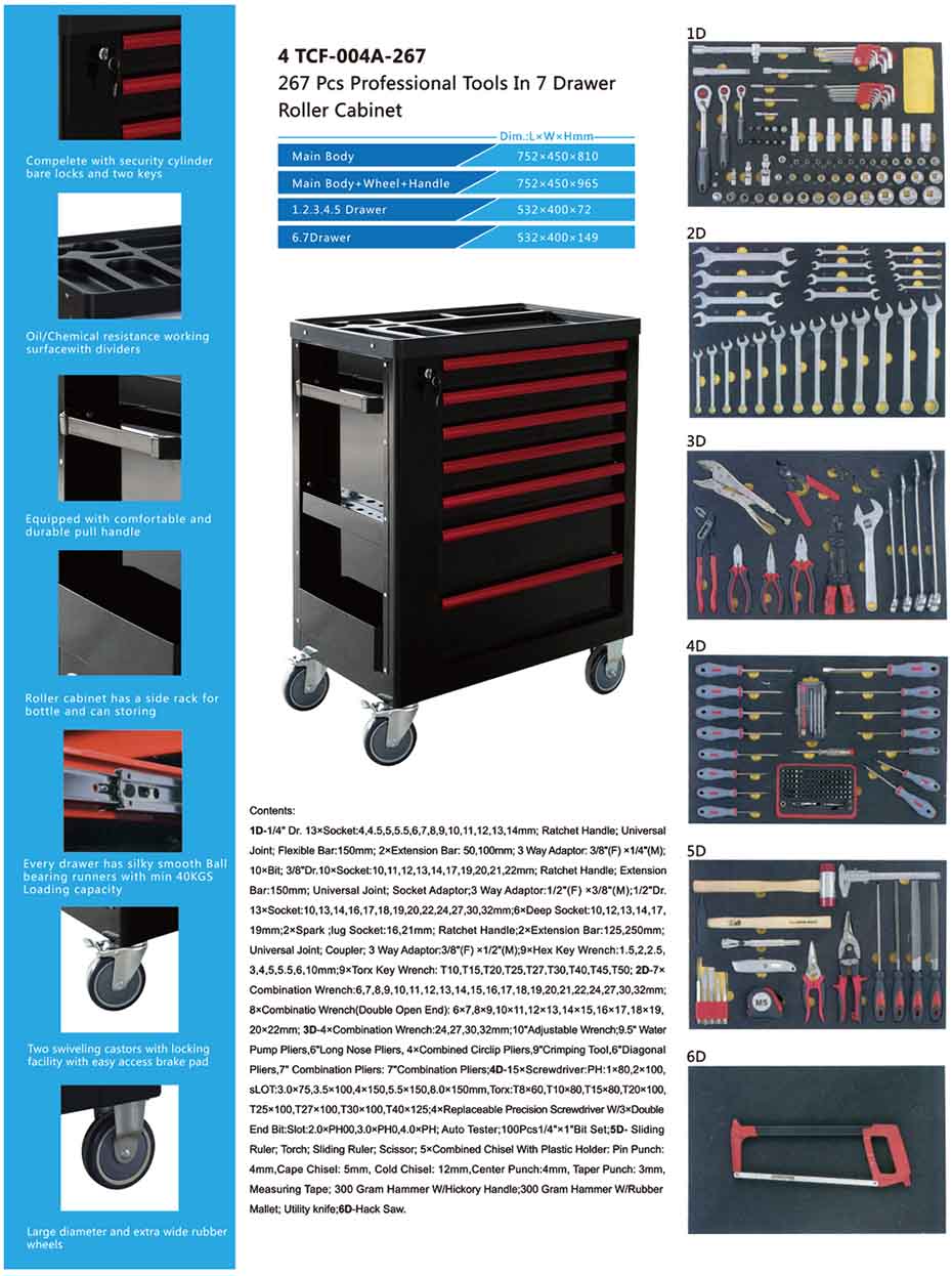 TCF-004A-267 Professional Tool Roller Cabinet In 7 Drawers-1