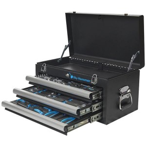 Matte black three drawer iron toolbox