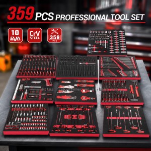 359Pc Mechanics Tool Set 10-Drawer Rolling Chest EVA Foam